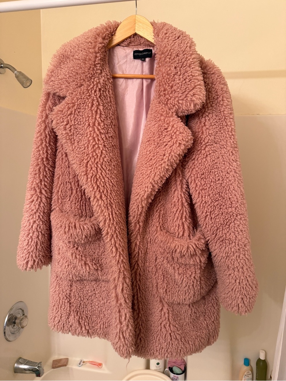 Cotton Candy Plush Teddy Coat in Dusty Rose
